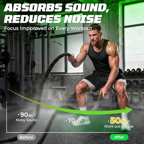PRAISUN 0.56" Rubber Top Gym Flooring, Heavy Duty Gym Mats for Home Gym - size: 48 Tiles (192 Sq Ft)