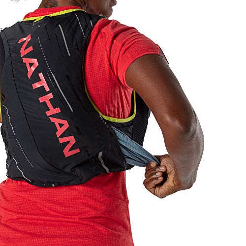 Nathan Pinnacle Hydration Running Vest Backpack for Trail Running & Marathon with Soft Flasks, Lightweight Water-Resistant Race Vest - color: Black / Hibiscus, size: XX-Small