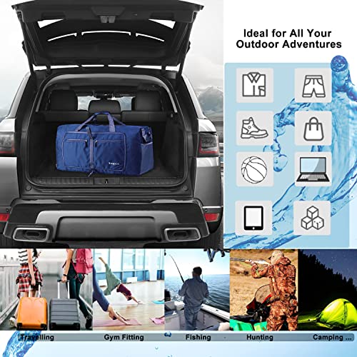 Woogwin Travel Duffel Bag Large Foldable Waterproof Overnight Bag for Beach Swim Bags Pool Sports Gym - color: 100L Darkblue