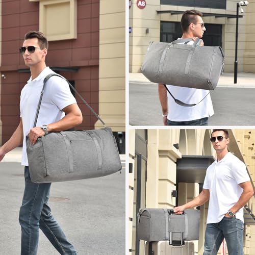 Carry On Luggage 22x14x9 Airline Approved, 65L Gym Duffle Bag for Travel - color: Grey, size: 65L