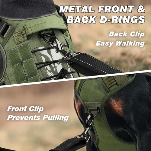 WINGOIN Green Tactical Dog Harness for Small Dogs,No Pull Dog Harness - color: Green, size: Small: 15-30 lbs (Chest:20-26",Neck:15-18")
