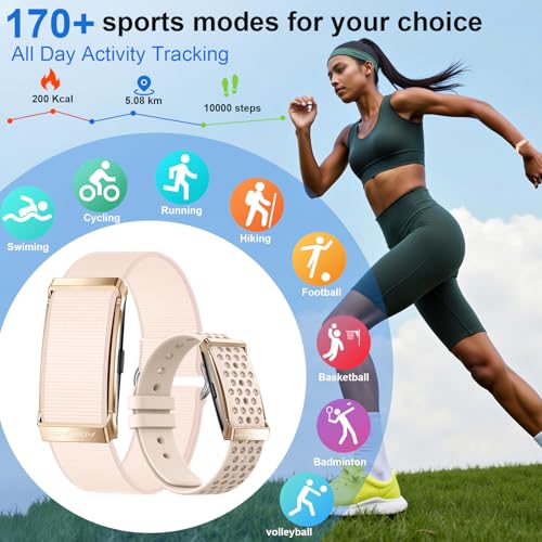 Smart Bracelet, Health Activity Fitness Trackers with Heart Rate Sleep Monitor, 24/7 Blood Oxygen/Calorie/Stress/Step Tracker, Health Fitness Bands, 170+ Sports Modes Smart band with 2 Bands (Pink)
