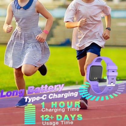 Kids Led Activity Tracker Tracker Watch for Ages 5-15, No App Required, Digital Sport Wristwatch, Waterproof, Pedometer, Alarm Clock, Silicone Strap, for Teens Children Students Boys Girls - color: Purple