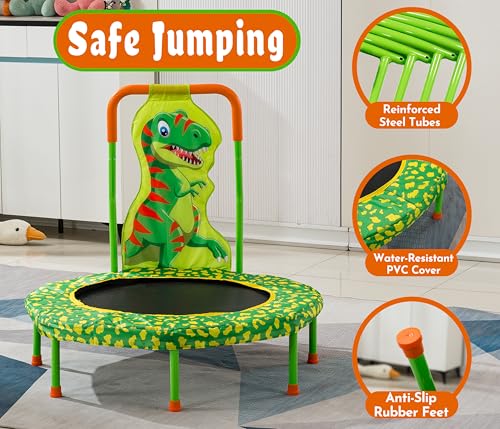 SSLine No-Gap 36'' Trampoline for Kids Toddler with Safety Pad, 36 inch Mini Trampoline with Heavy Duty Frame Indoor, Small Trampolines Max Load 220lbs, Gifts for Boys and Girls - color: Green