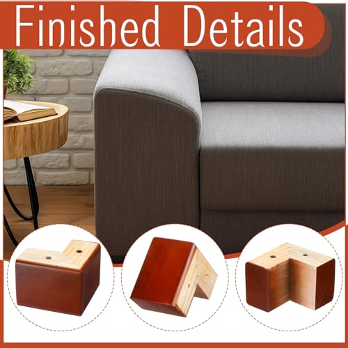 Geelin 8 Pack 3 Inch Wood Furniture Risers L-Shaped Bed Riser, Brown - color: Brown, size: 3 Inch