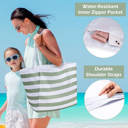 KALIDI Beach Tote Bag Women Large Waterproof Sandproof Shoulder Handbags - color: Beauty Green