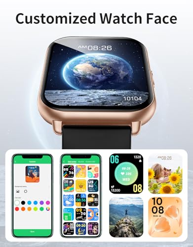 RUIMEN Smart Watches for Men Women (Answer/Make Call, 2 Bands), 1.8", BK/GD - color: Black/Copper