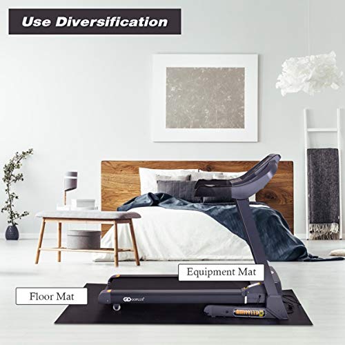 Goplus Thicken Treadmill Mat for Hardwood Floors High Density Waterproof PVC, Floor Protector Pad for Exercise Equipment for Home and Gym Use, Large Size - style: 6.5' x 3' x 0.25''