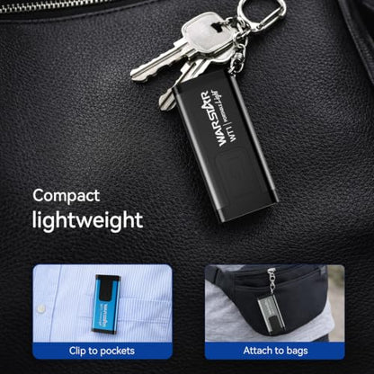 WARSTAR Keychain Flashlight with Personal Safety Alarm, 200LM Mini EDC Light, USB-C Rechargeable Emergency Siren for Women & Night Safety (2pack,Black*2) - color: 2pack,Black*2