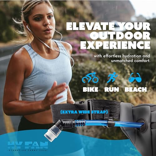 HY-FAN Handy On-The-Go Hydration Water-Repellent Malecon Premium Pack, Includes Magnetic Tube Holder and Extra-Wide Comfort Strap, 17 Fluid Ounce Capacity (1, Gray) - color: Gray