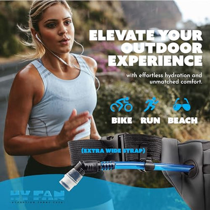 HY-FAN Handy On-The-Go Hydration Water-Repellent Malecon Premium Pack, Includes Magnetic Tube Holder and Extra-Wide Comfort Strap, 17 Fluid Ounce Capacity (1, Gray) - color: Gray