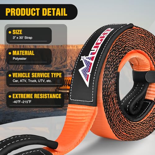 Nilight 3" x 30' Recovery Tow Strap Lab Tested 31,500lbs Break Strength - color: 3in x 30ft Tow Strap