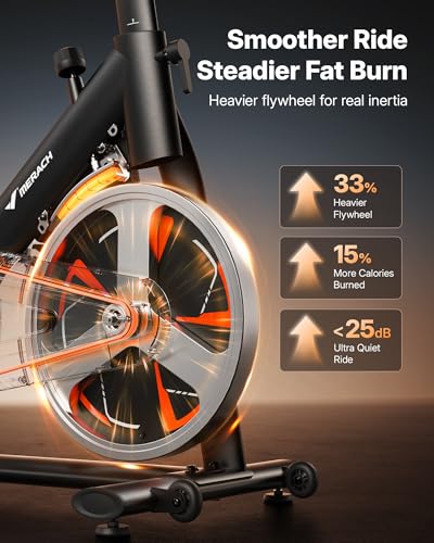 MERACH Exercise Bike, Magnetic Resistance, 330lbs Capacity - color: Orange