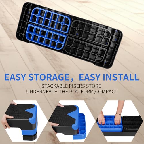 27" Aerobic Exercise Step Platform Adjustable Stepper - color: Blue