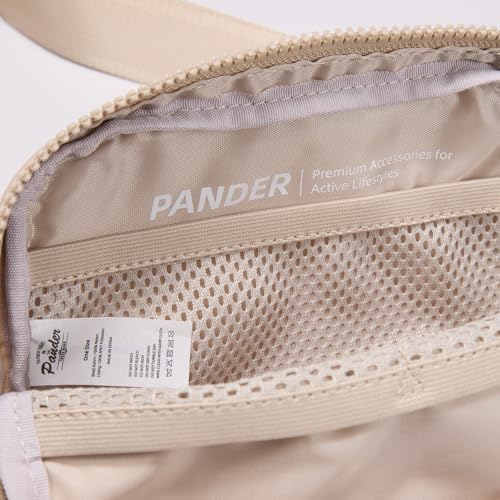 Pander Nylon Fanny Pack for Women, Two-Way Zipper Crossbody Bag - color: Raw Linen Beige