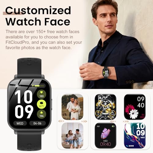 Smart Watches for Women Men,1000mAh Battery, Compatible with Android & iPhone, 1.83" HD Smartwatches with Calls/Messages Alerts, 110+ Sports Modes Fitness Watch, IP68 Waterproof(Black) - color: Black