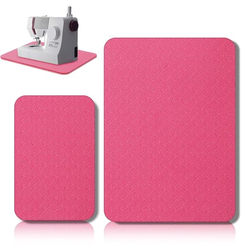 2 Pcs Sewing Machine Muffling Mat Pedal Sewing Mat Reduce Vibrations Noise No Slip Machine Accessories for Quilting(15" X 20" and 9" X 14",Red Pink) - color: Red Pink, size: 15" X 20" and 9" X 14"