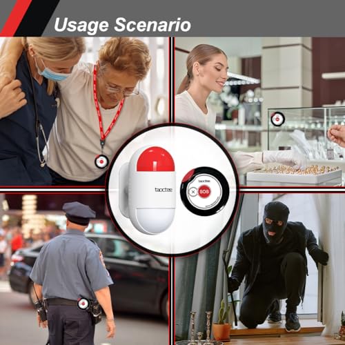 Panic Button Alarm for Security Emergency Remote Panic Button Alarm Siren for Home,Lightweight and Compact Button with Lanyard,Emergency Alert System for House Business Shop(Only 2xbuttons) - style: 2 Buttons