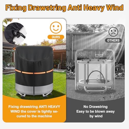 Mini Trampoline Cover for Kids 66–72 Inch – Heavy Duty 600D UV Resistant Waterproof Protective Cover – Fits Round Backyard +Toddler, with Drawstring & Buckles (Black, Fits 66–72 in Mini Trampoline) - size: Fits 66–72 in Mini Trampoline