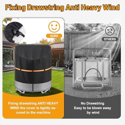 Mini Trampoline Cover for Kids 66–72 Inch – Heavy Duty 600D UV Resistant Waterproof Protective Cover – Fits Round Backyard +Toddler, with Drawstring & Buckles (Black, Fits 66–72 in Mini Trampoline) - size: Fits 66–72 in Mini Trampoline