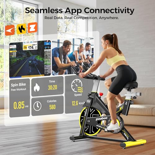 Exercise Bike,Stationary Bike for Home,Magnetic Indoor App Cycling Bike - color: Silver Yellow