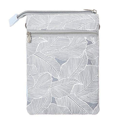 LassZone Canvas Cute Crossbody Bags for Women Mini Shoulder Handbag Cell Phone Purse Wallet Leaves Pattern Coin Pouch - color: Light Grey