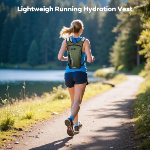 Maelstrom Hydration Backpack with 2L Water Bladder,Lightweight Running Vest - color: Army Green
