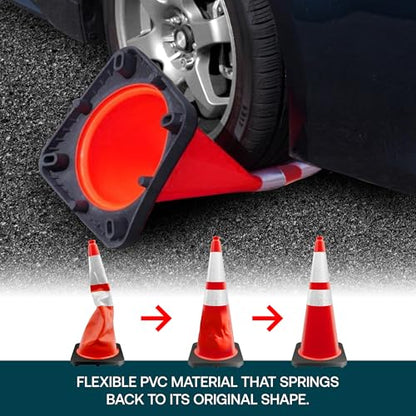 Brimar 28 Inch Orange Traffic Safety Cones, 4 Pack, Reflective, 7 Lb Base - size: 7 lb.
