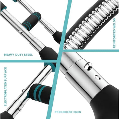 Power Twister Bar Adjustable 40/50/60 KG Chest Expander and Arm Exerciser for Men, Heavy Duty Steel Spring Upper Body Workout Bar, Forearm Strengthener with Non-Slip Ergonomic Handles