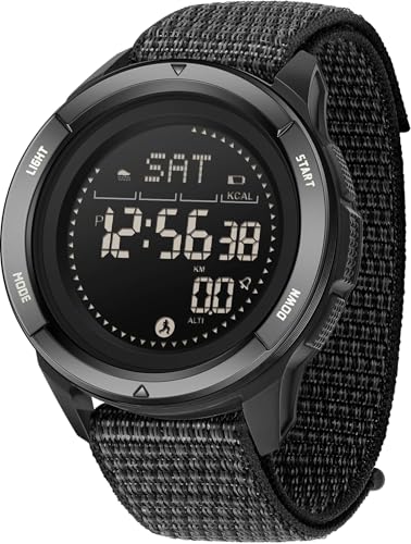 findtime Men's Digital Watch Pedometer Step Counter Watches Military Compass Waterproof Wrist Watch Tactical Sport Watch Calories Counter Pacer Running Wristwatch LED Light Stopwatch Countdown - color: Black_2197
