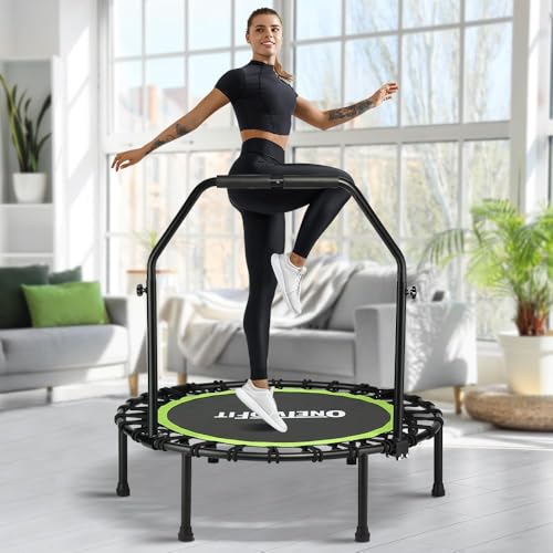 ONETWOFIT Foldable Mini Bungee Rebounder Trampoline for Adults with Handle - size: 45inch