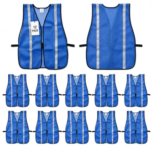 Adjustable High Visibility Reflective Mesh Safety Vest - color: Blue 12p