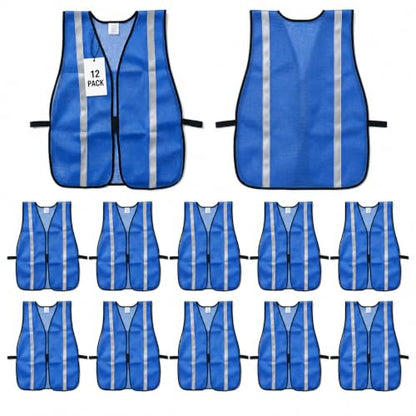 Adjustable High Visibility Reflective Mesh Safety Vest - color: Blue 12p