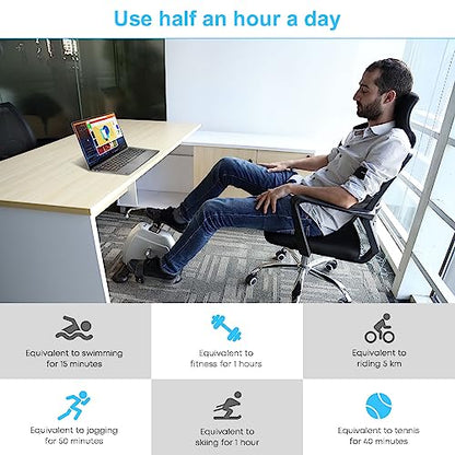 Mini Exercise Bike, AGM Under Desk Bike Pedal Exerciser Foot Cycle Arm & Leg Pedal Exerciser with LCD Screen Displays - color: Silver