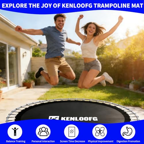 Trampoline Replacement Mat,72/96 V-Rings,Fits 12/14/15ft Trampoline Frame & 5.5"-7" Springs - color: Black, size: 15FT|161"Dia|96 V-Rings|Fits 6.5" Springs Length