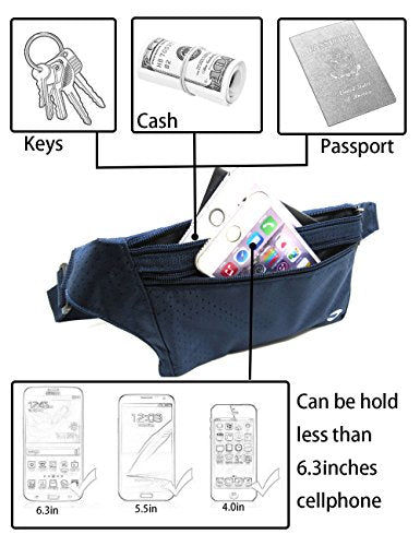 Naoki Outdoor Sports Running & Jogging & Travel Waterproof Utralthin Waist Pack/Bag Runner Belt - color: Navy