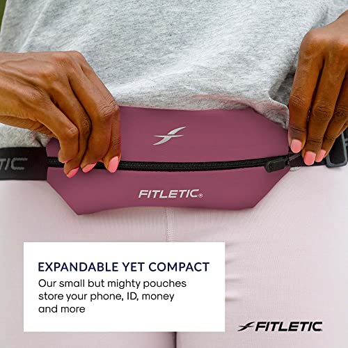 Fitletic Active Lifestyle Fanny Pack & Mini Sports Running Belt For Men & Women – Lightweight, Low Profile- Ultra-Soft Expandable Lycra Pouch - Fits All Phones – Inner Pocket - color: Pink