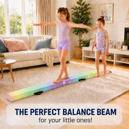 8FT Gymnastics Balance Beam Starry Rainbow Suede Home Practice