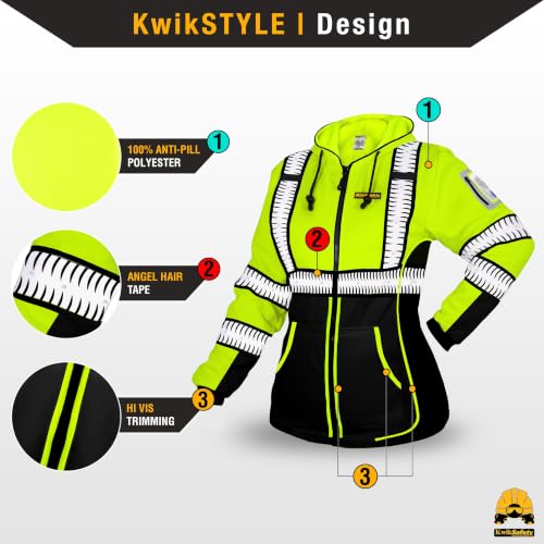 KwikSafety Women's Fleece Safety Hoodie Class 3 ANSI OSHA PPE - color: Premium, size: X-Large