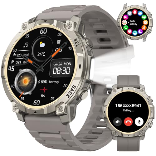 Smart Watch for Men Fitness Tracker: Military Make Answer Call LED Digital Mens Watches Waterproof Smartwatch Android Phone iPhone Samsung Compatible Sleep SpO2 Heart Rate Monitor Step Pedometer - color: Gray