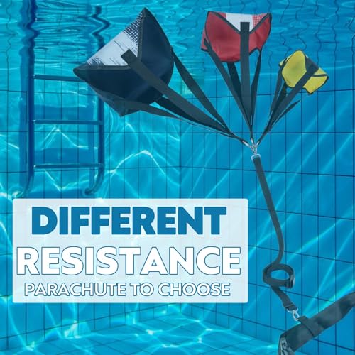 Hikeen Swimming Parachute Resistance Set Training Equipment with 3 Parachute & Adjustable Length Swim Belts for Adults - style: 2 Set