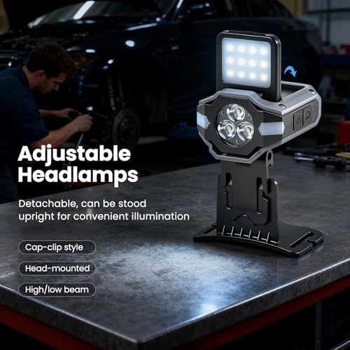 Foleto Hat Clip Lights, 2 Pcs 900lm Rechargeable Dimmable Clip on Cap Lights, 180° Adjustable Waterproof Bright Headlamp Flashlight, Led Hat Light for Running, Fishing, Camping, Hunting, Working(T153)