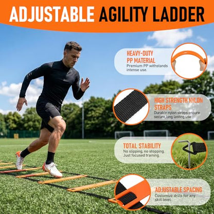 Agility Ladder,Soccer Training Equipment Set,Speed & Agility Training - color: Orange