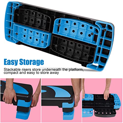 Adjustable Exercise Workout Aerobic Stepper Step Platform Trainer - color: Black