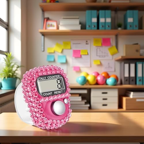 Pink Electronic Finger Tally Counter Clicker Counter,Convenient Portable Digital Display Tally Counter, Digital Tally Counter with LCD Display, Portable Hand Counter for Sports, Golf, Counting