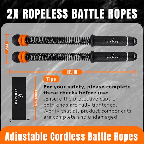 Ropeless Fitness Ropes for Home Gym, Cordless Training Ropes with Weighted Rings, Adjustable Strength Workout Equipment for Cardio Exercise