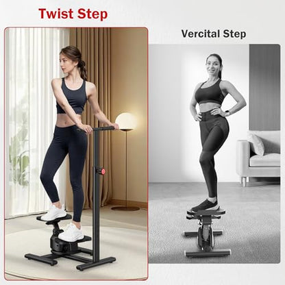 Steppers for Exercise,Twist Stepper Machine with Handlebar, Mini Stepper with 300LBS Loading Capacity,Full Body Cardio Equipment,360° Rotatable Fitness Stepper with LCD Monitor