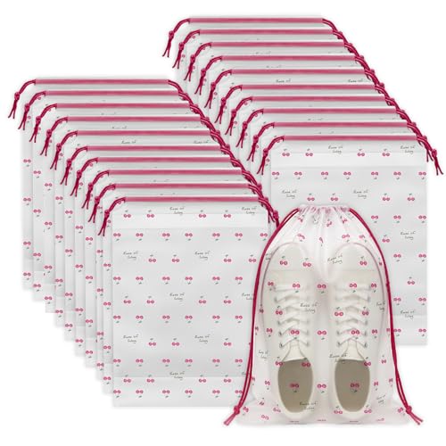 Shoe Bags for Travel, Waterproof Drawstring Shoe Bags for Packing - color: Cherry