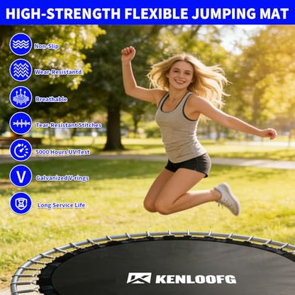 Trampoline Replacement Mat,72/96 V-Rings,Fits 12/14/15ft Trampoline Frame & 5.5"-7" Springs - color: Black, size: 15FT|161"Dia|96 V-Rings|Fits 6.5" Springs Length