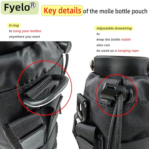Tactical MOLLE Bottle Pouch Basic Style & Enhanced with Shoulder Strap - color: Black-Basic